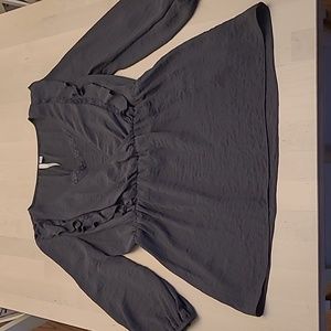 EUC Lauren Conrad Charcoal Grey Peasent Blouse with Builtn Camisole